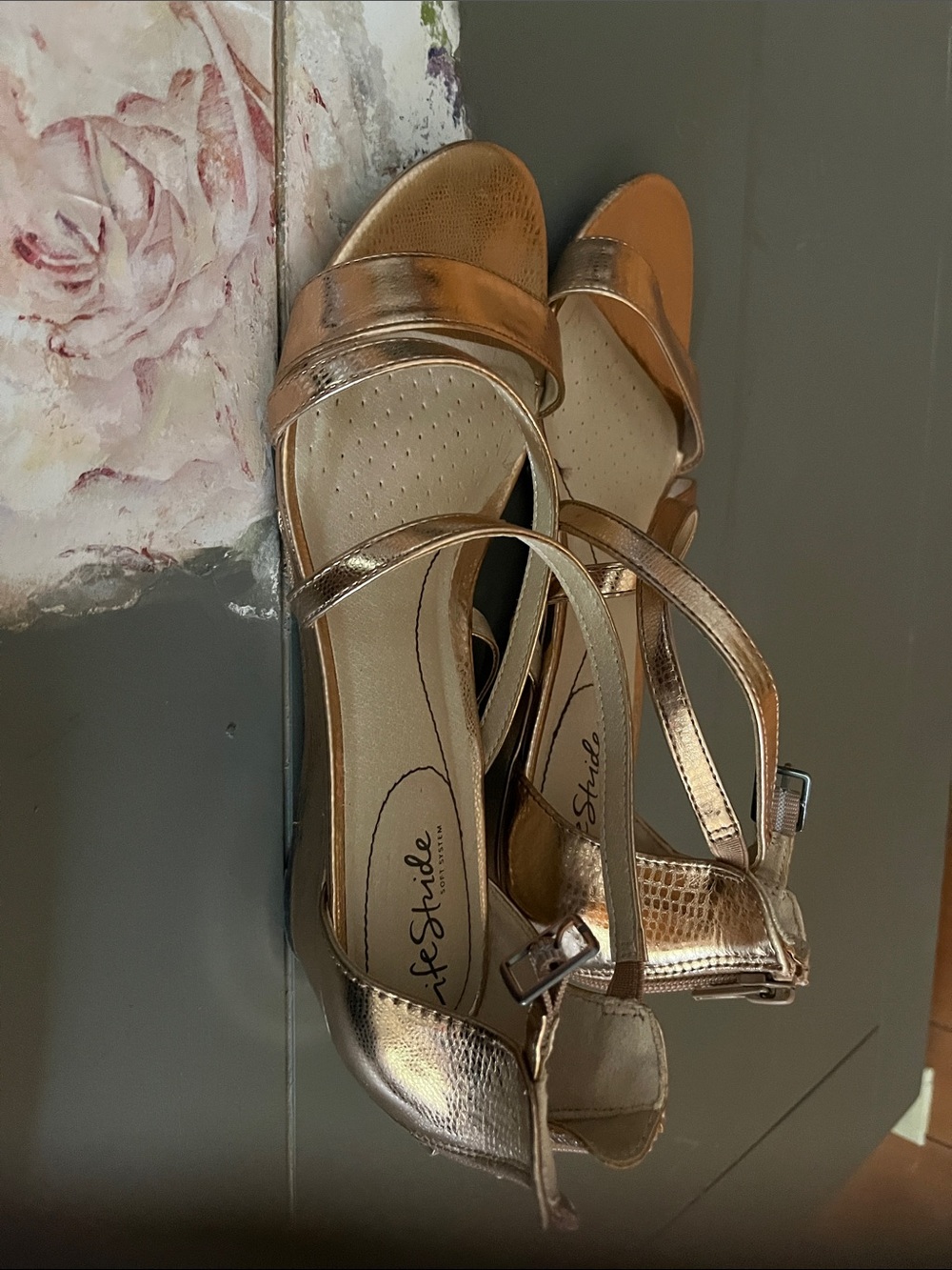 Life Stride Metallic Bronze Strappy Sandals for Women - Picture 3 of 7